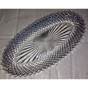 Vintage Westmoreland English Hobnail Clear‎ Glass Celery Dish, 12 1/2"  x 6 1/2"